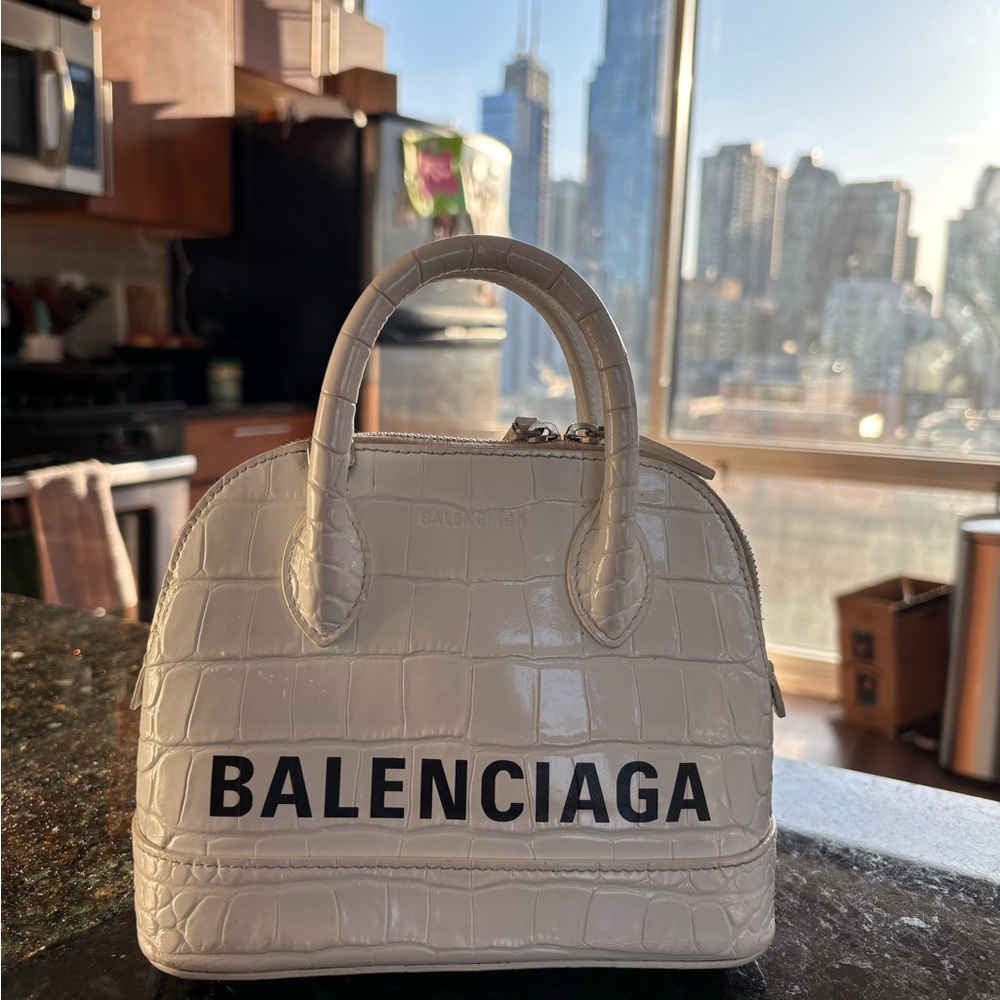 Balenciaga White Croc-Embossed Women's Bag - Picture 2 of 7